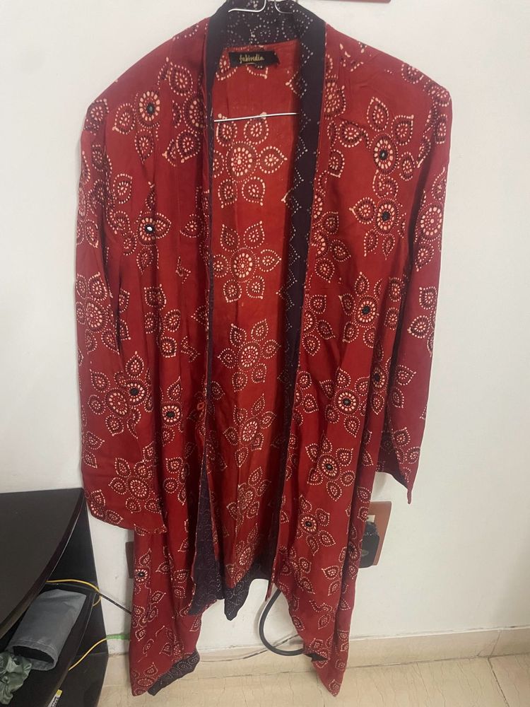 Fabindia Floral Print Mirror Work Shrug, Size
