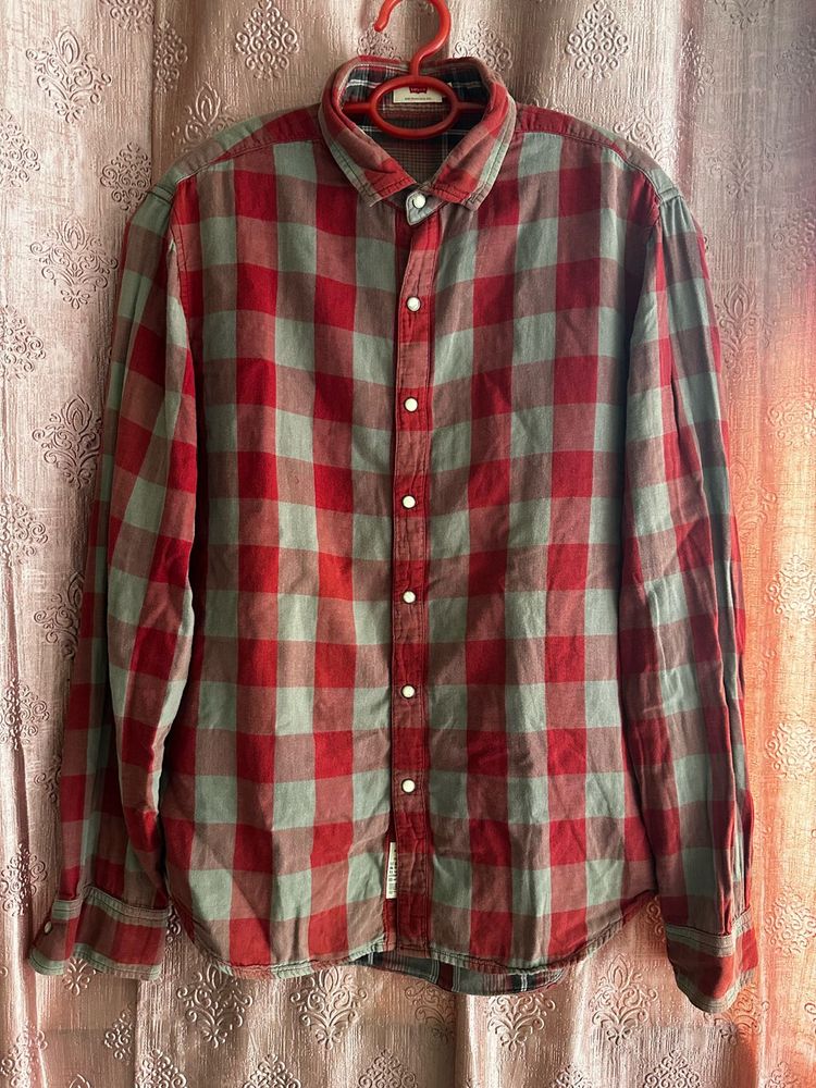 Classic Red and Grey Plaid Shirt