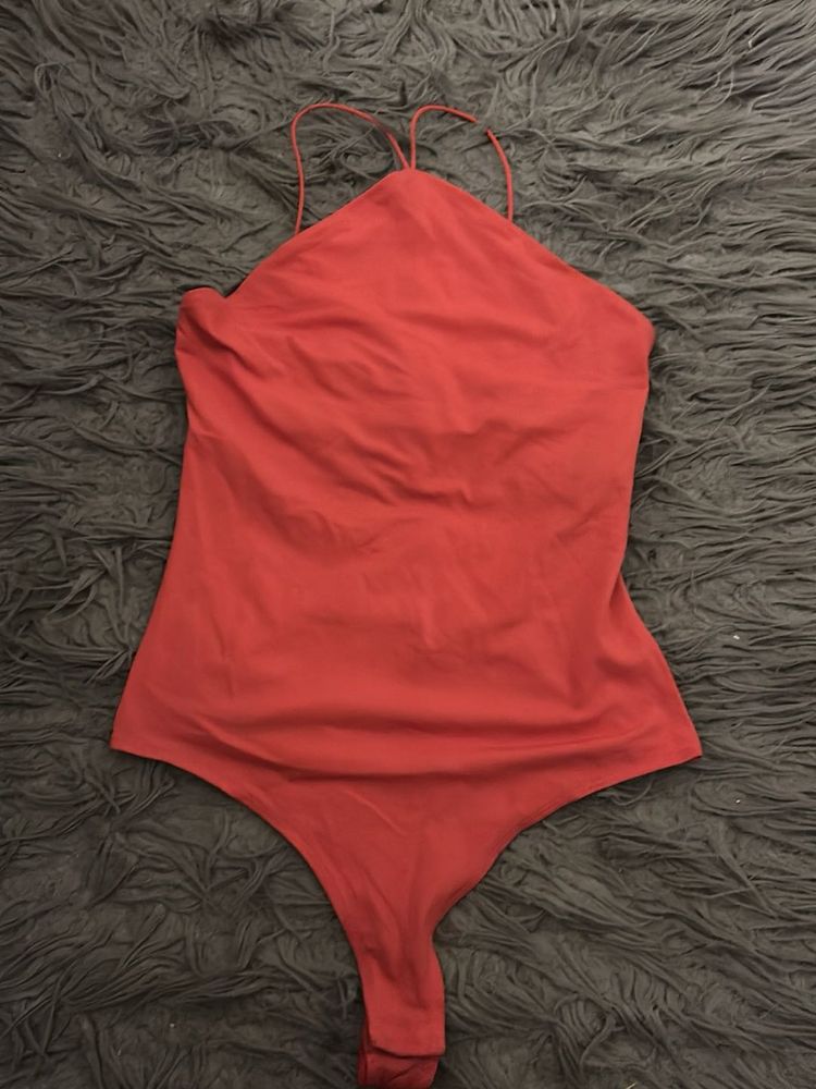 orange Halter Bodysuit