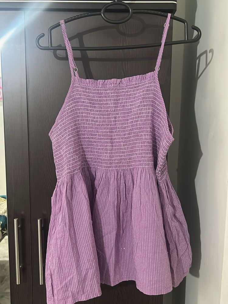Zudio Purple Smocked Cami Top