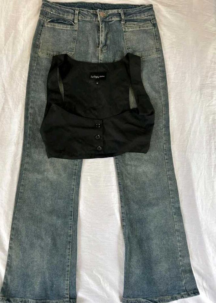 Crop Black Vest