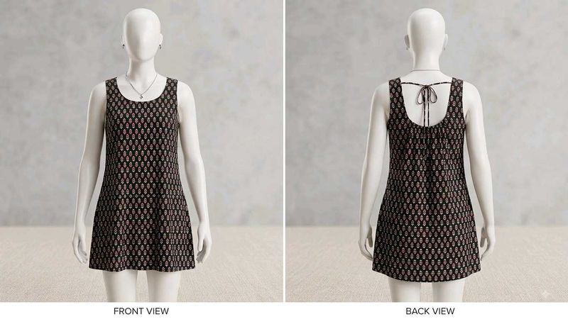 Cute Sleeveless Printed short kurti