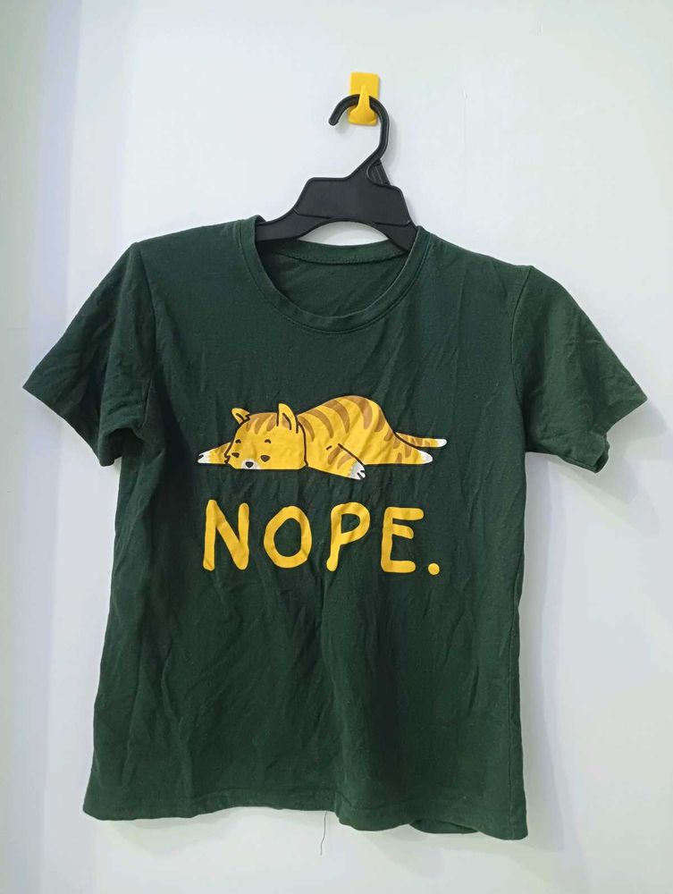 Dark Green 'Nope' Graphic Tee
