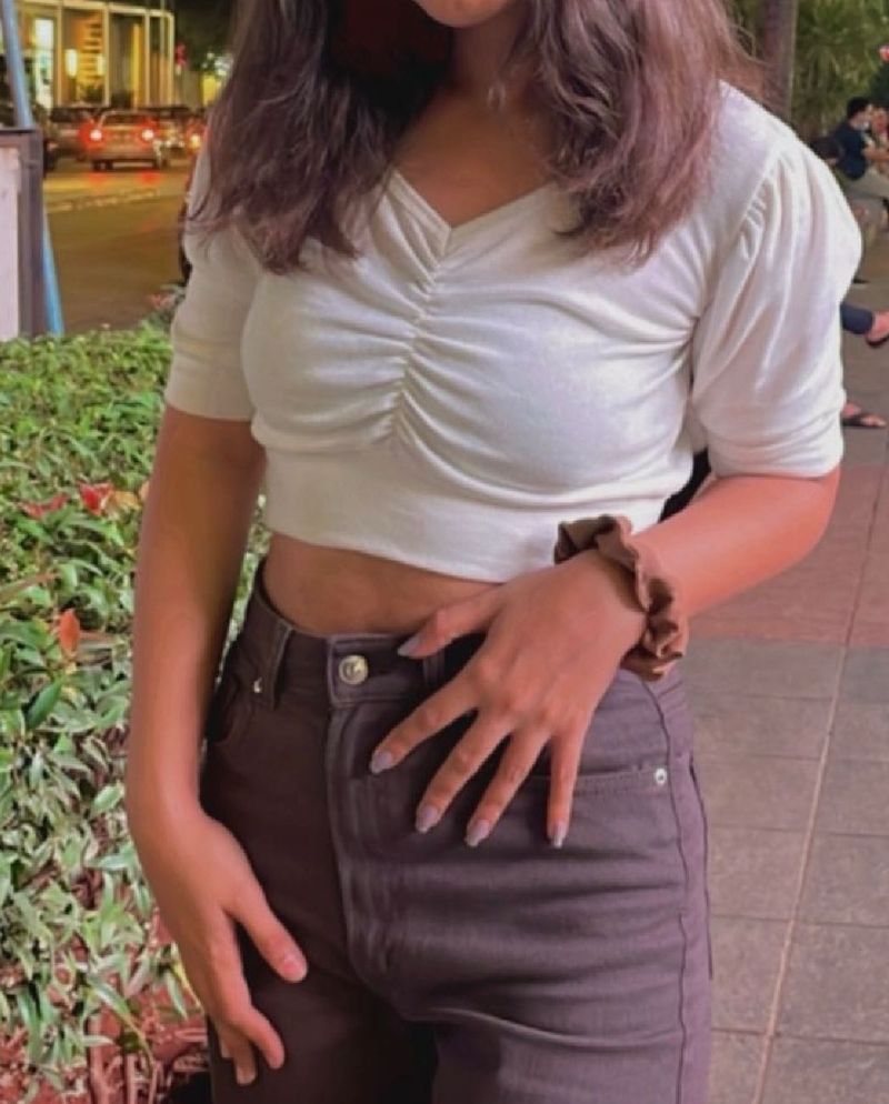 White Ruched Crop Top