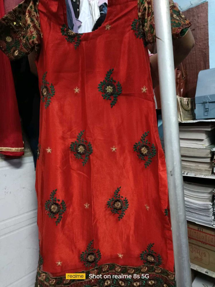 Embroidered Red Kurta