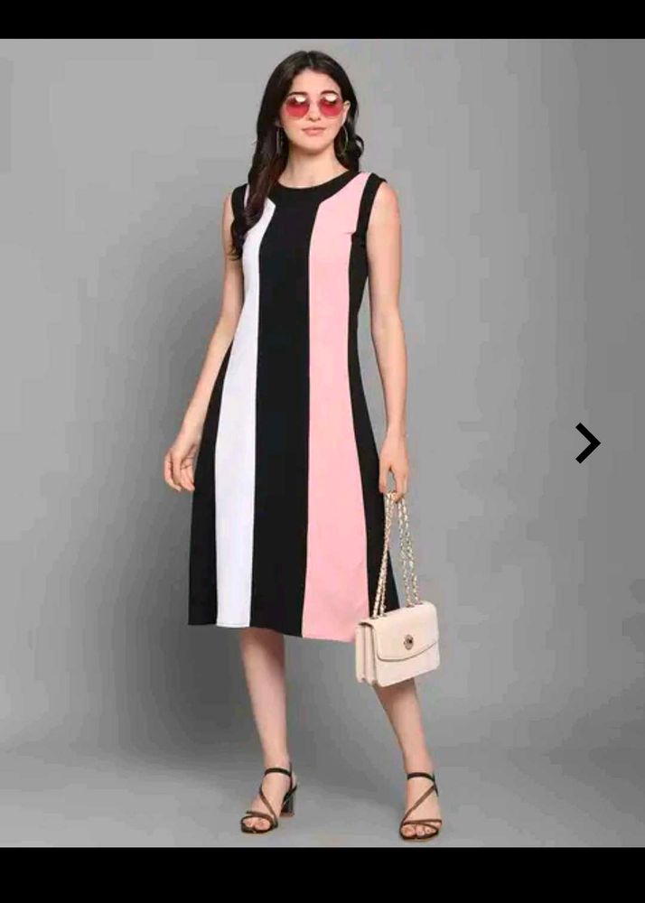 Colorblock Sleeveless Midi Dress