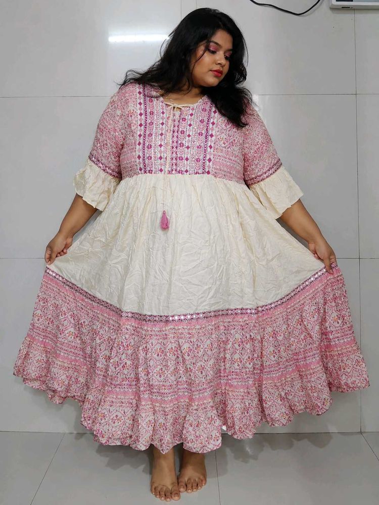 Elegant Pink &amp; Cream Kurta