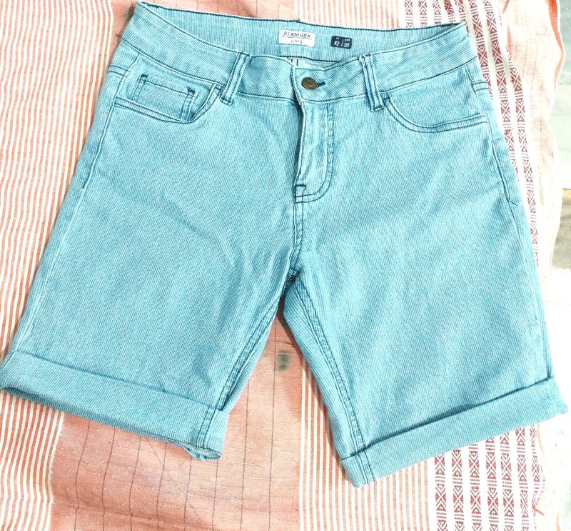 High Waist Blue Denim Shorts