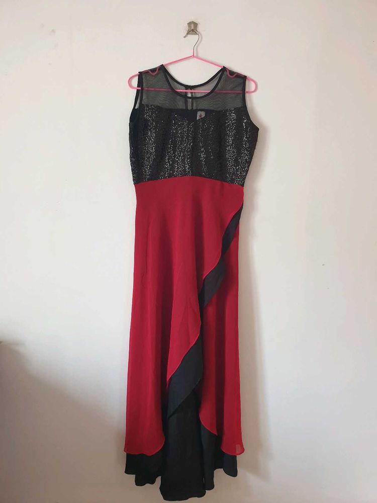 Cherry Red &amp; Black High Low Dress