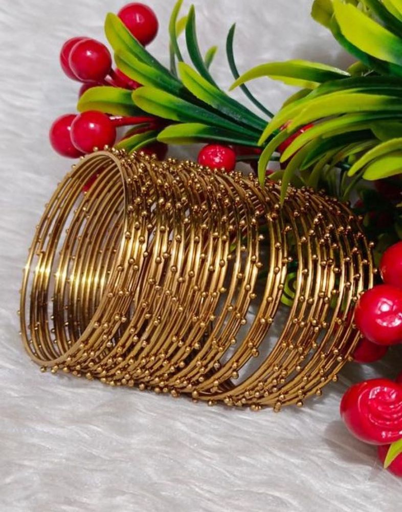 Gold Tone Beaded Bangles Set