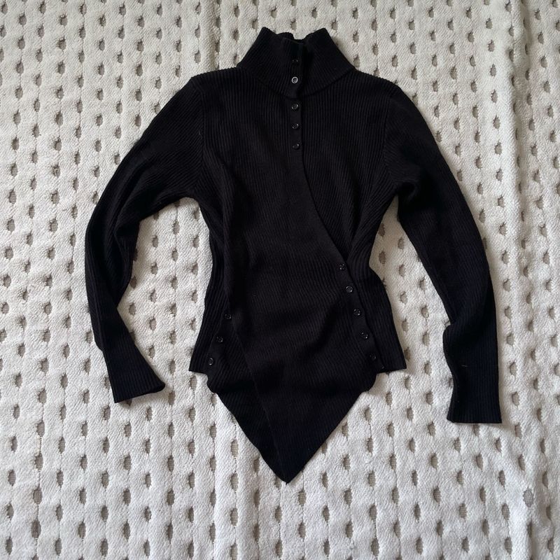 Chic Black Asymmetrical Top