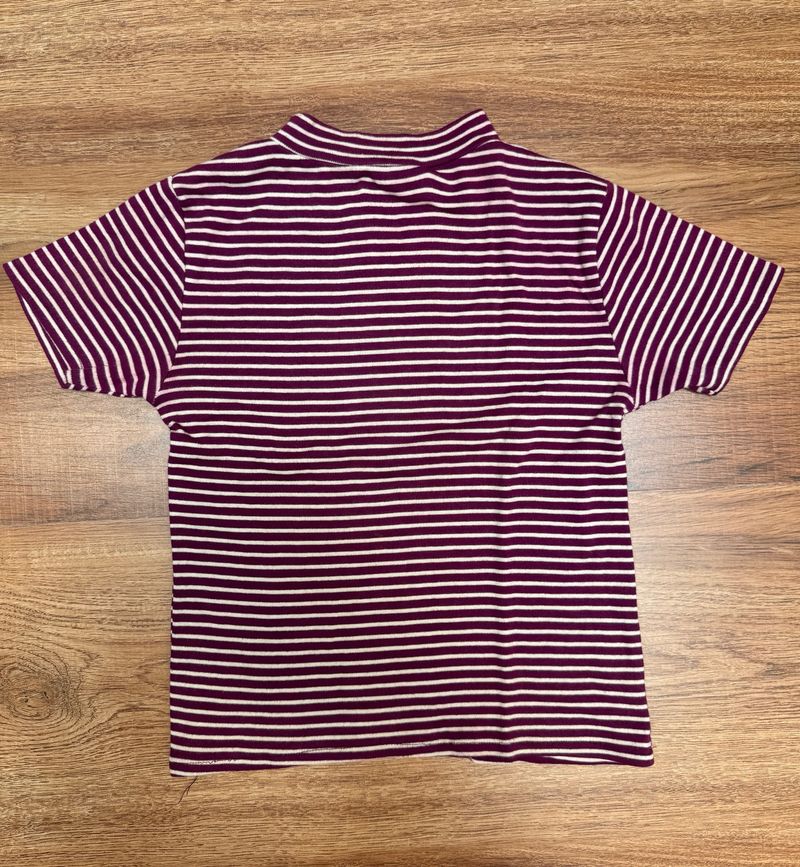 Violet Stripe Fitted Crop Top