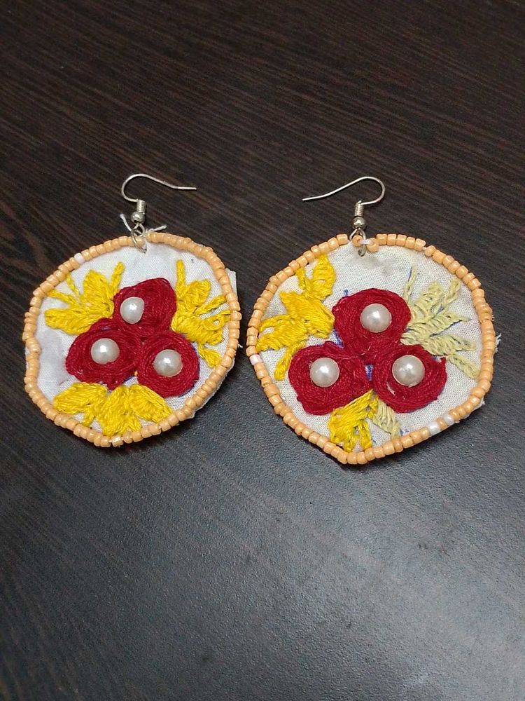 Handmade Embroidered Earrings