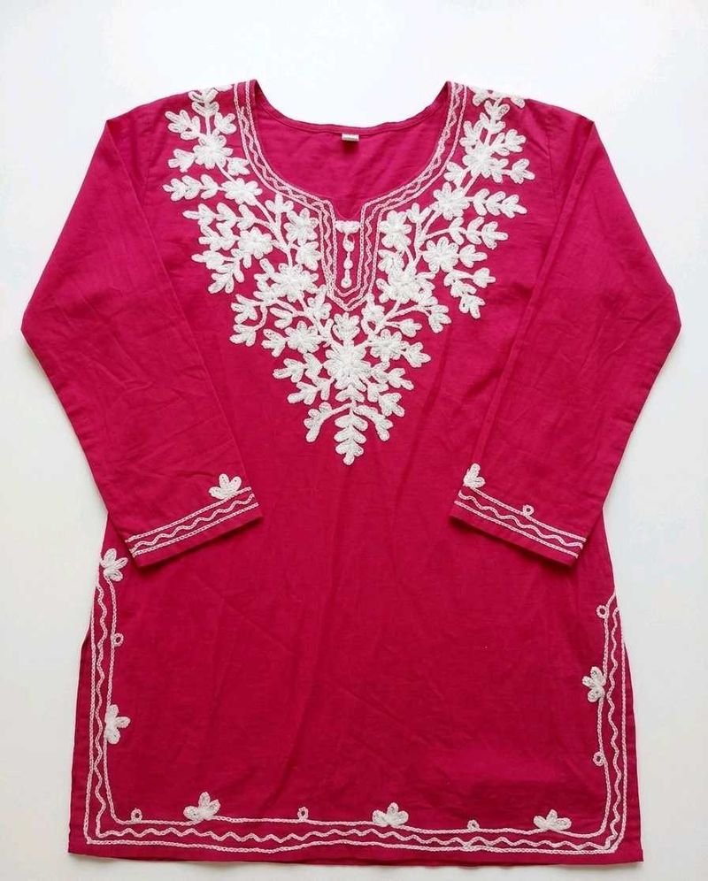 Vibrant Pink Embroidered Kurta