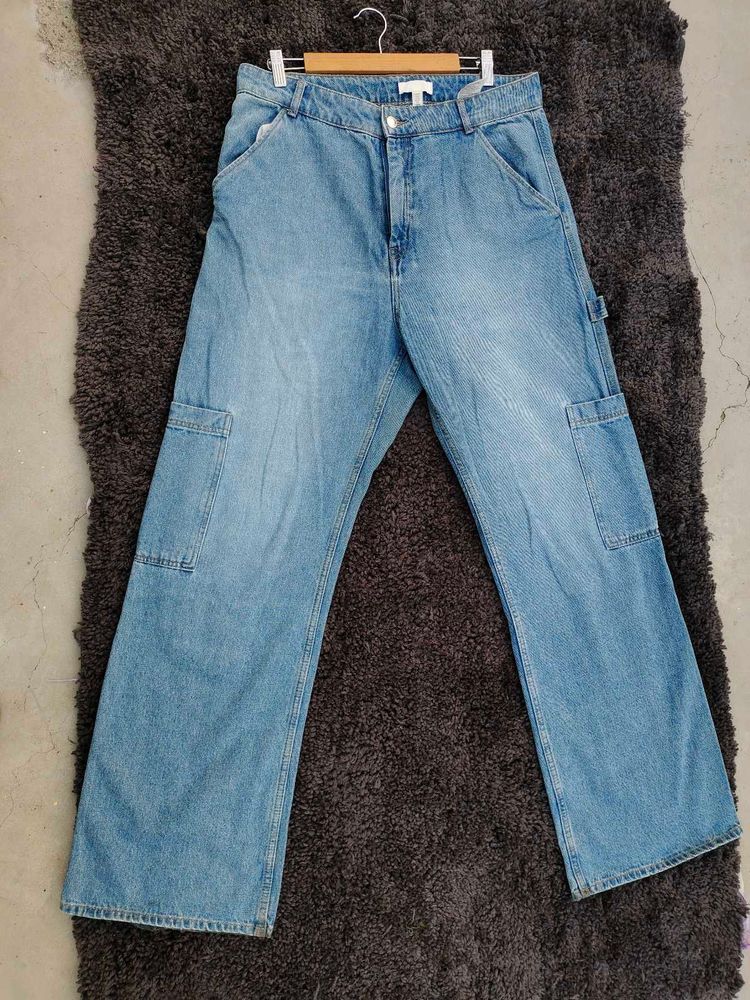 Light Wash Cargo Jeans