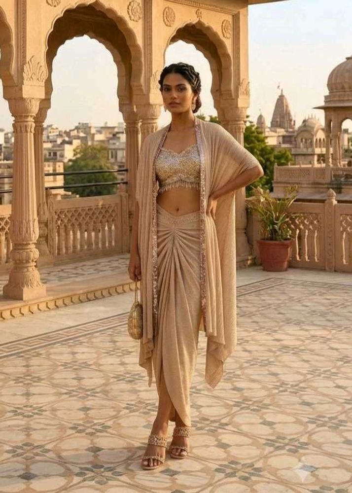 🌟Indo Western Dhoti style lehnga with Shrug