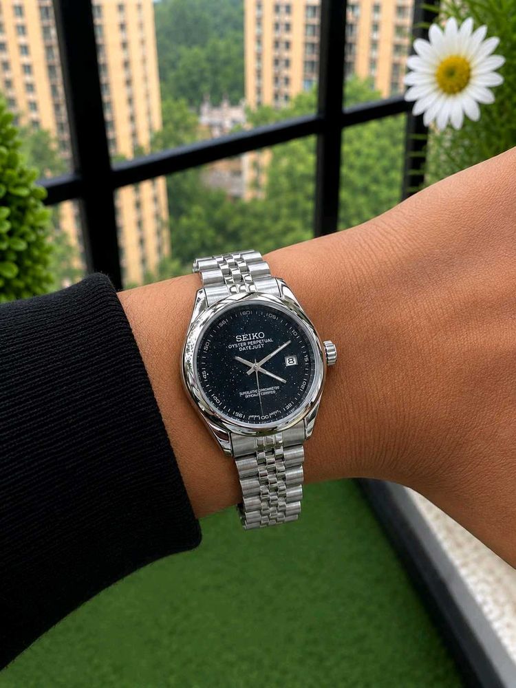 SEIKO OYSTER PERPETUAL DATEJUST STYLE WATCH ⌚🖤✨*