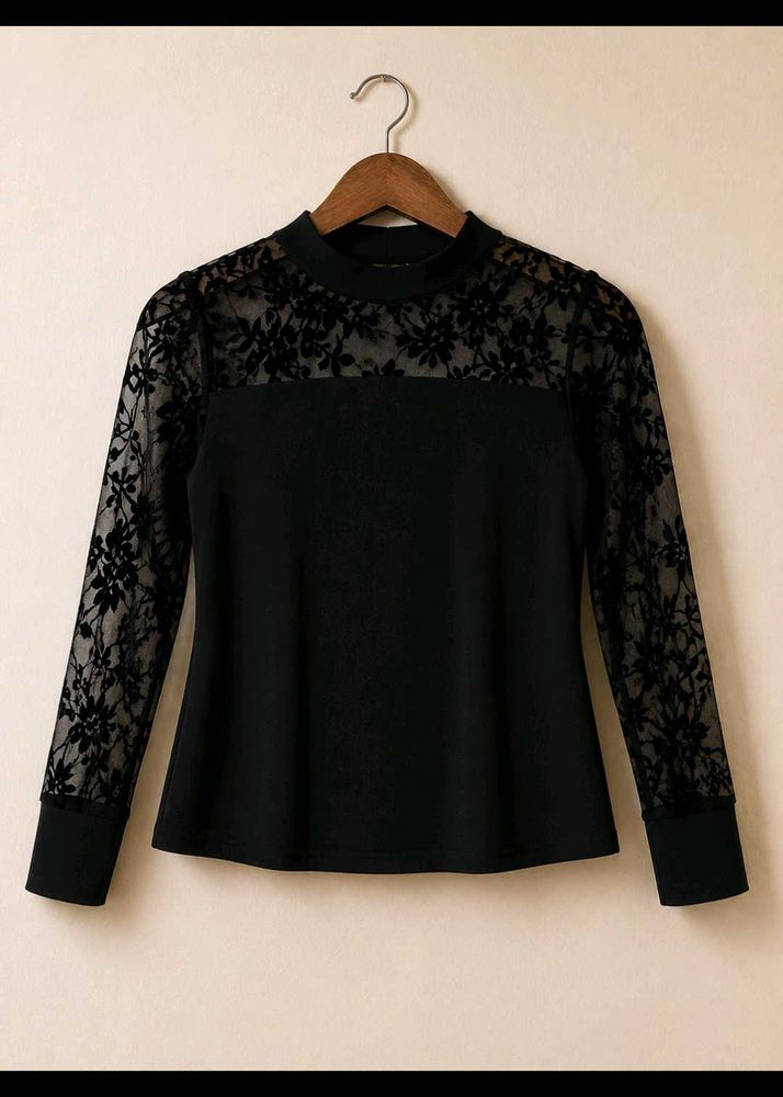 Chic Black Lace Sleeve Top