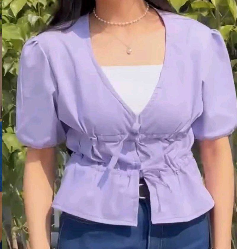 Stylish Lavender Cinched Top