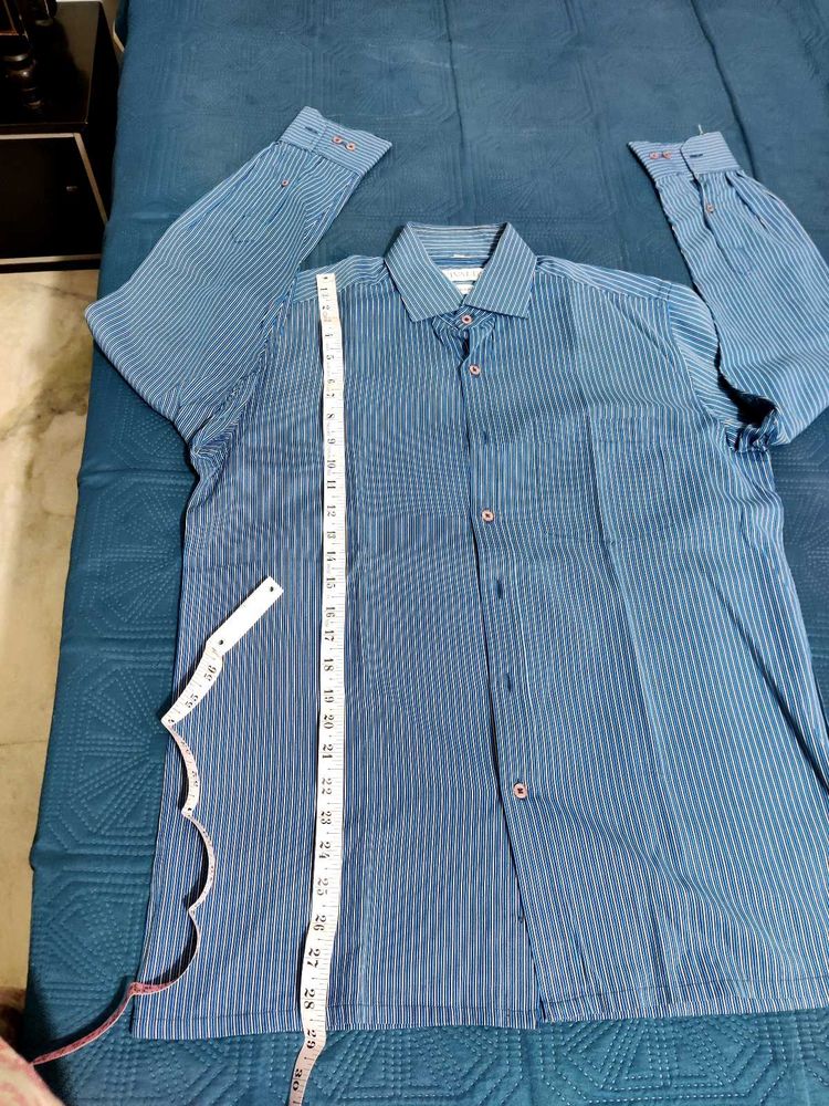 Vivaldi Blue Striped Cotton Rich Shirt