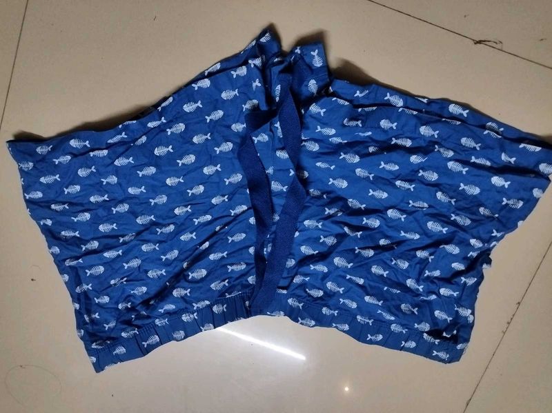 Cute Blue Fish Print Shorts