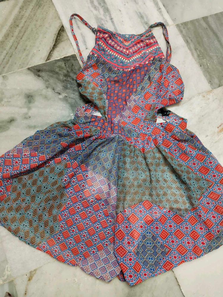 Boho Print Halter Neck Romper dress