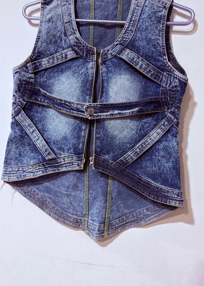 Acid Wash Denim Vest style jacket