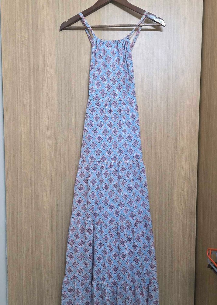 Light Blue Tiered Maxi Dress