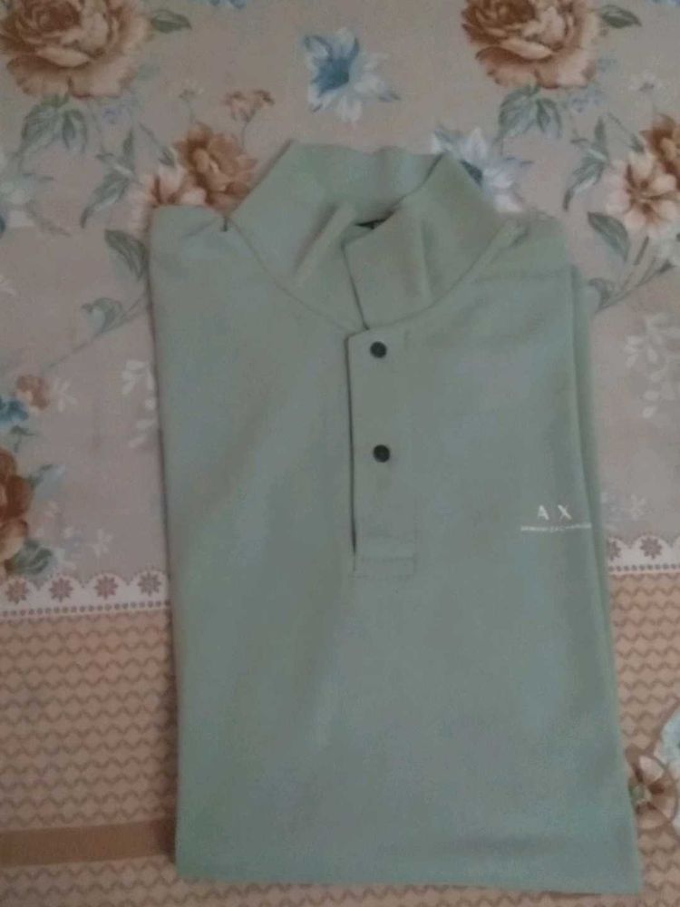 AX Men's Light Green Polo Shirt