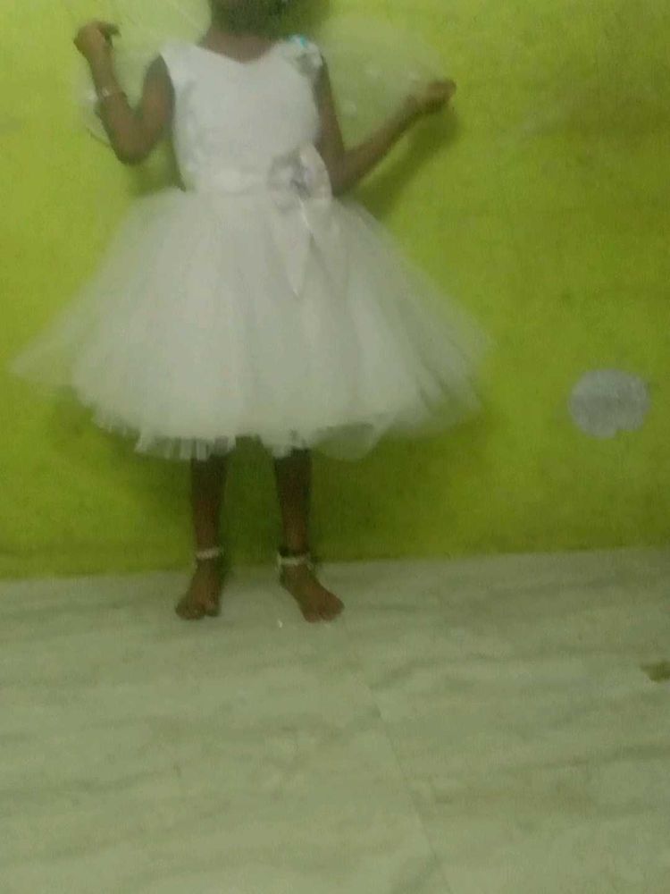 3 layer White Party Dress for Girls