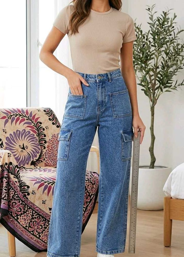 Stylish Denim Cargo Jeans –Durable,Trendy &amp; Comfy