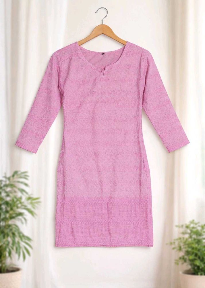 Pink Chikankari Kurti