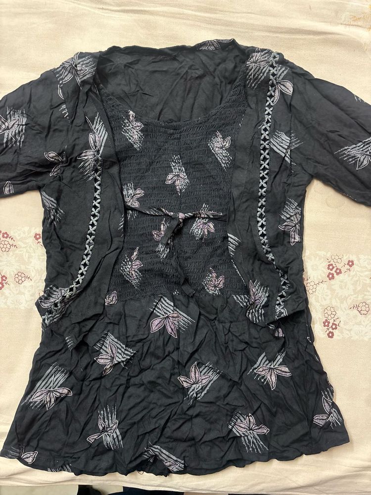 Floral Print Smocked Top