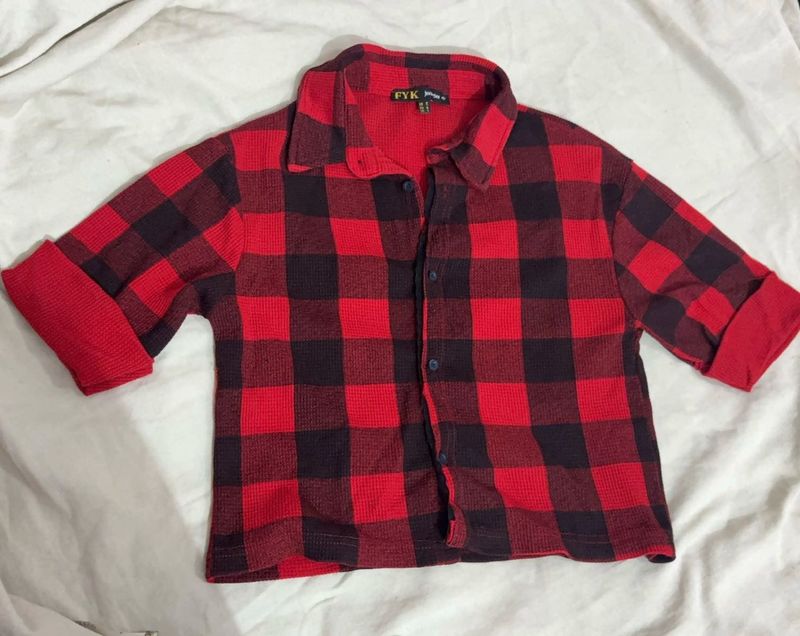 Red &amp; Black Checkered Button-Up Shirt