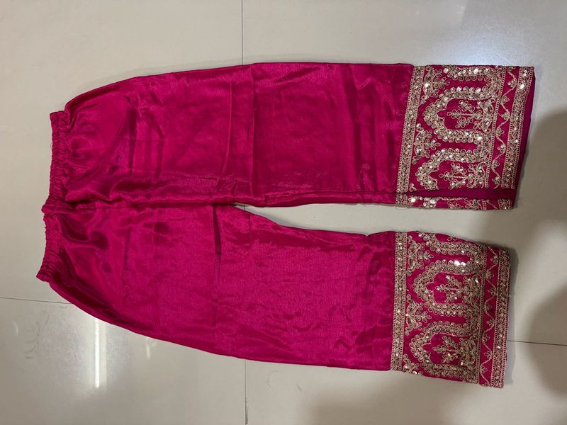 Pink Embroidered Palazzo Pants