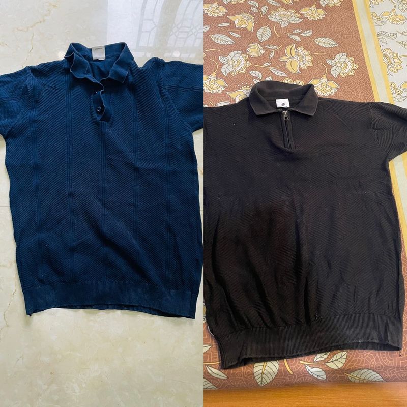 combo of 2 Snitch brand Men's Knit Polo Shirts nav