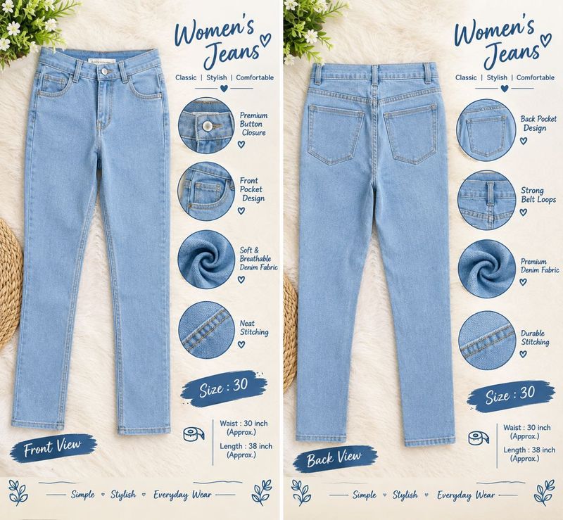 Light Wash Denim Jeans - Classic Style