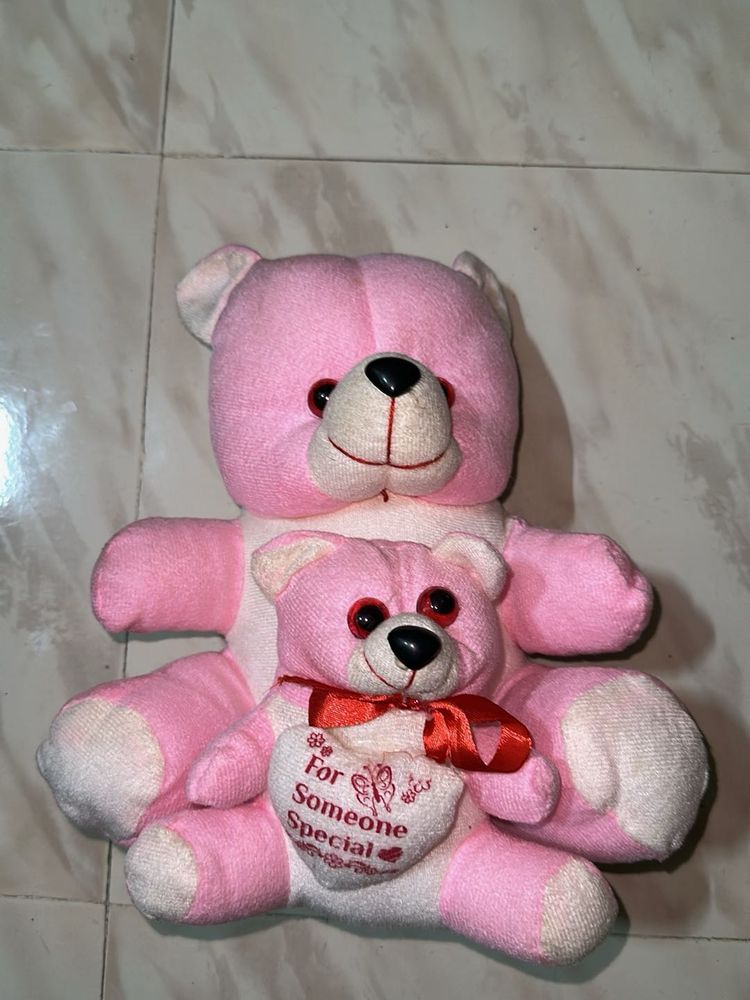 Cute Pink Teddy Bear Duo