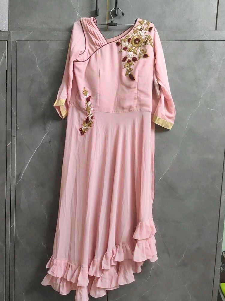 Elegant Pink Embroidered indo-western