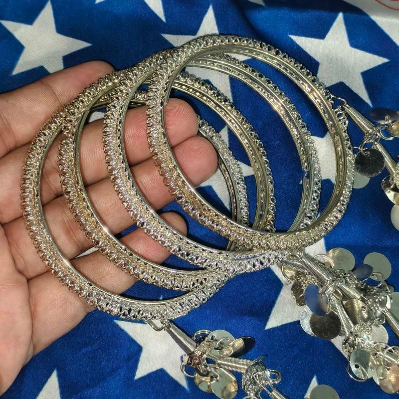 Set of Oxidized Silver Bangles
