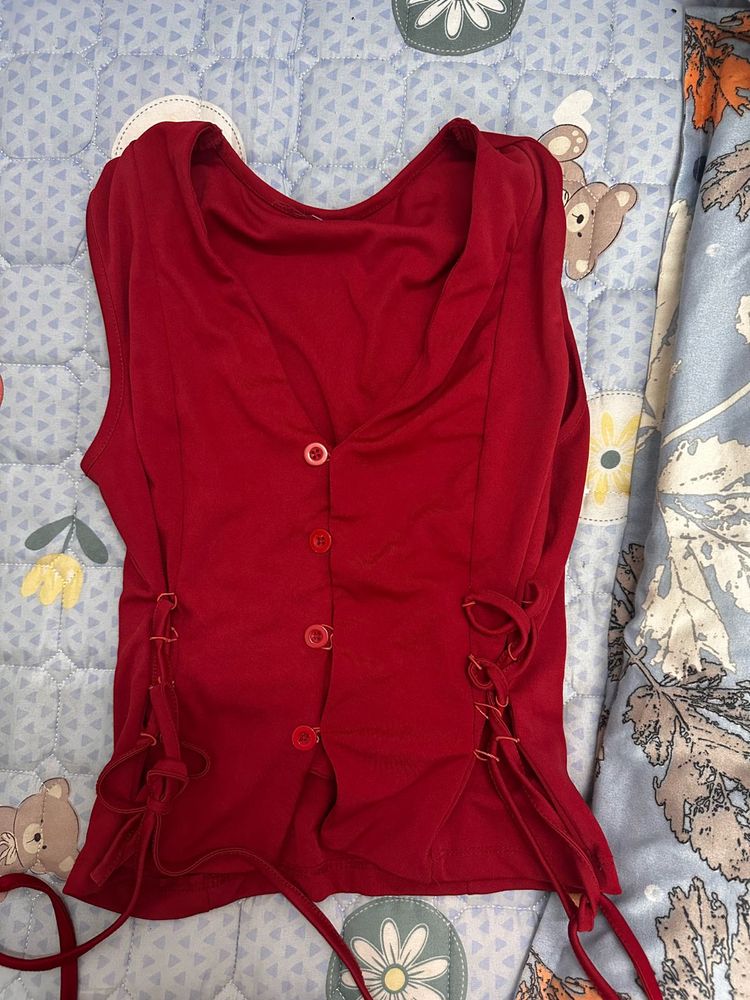 Red corset like Front Sleeveless Top