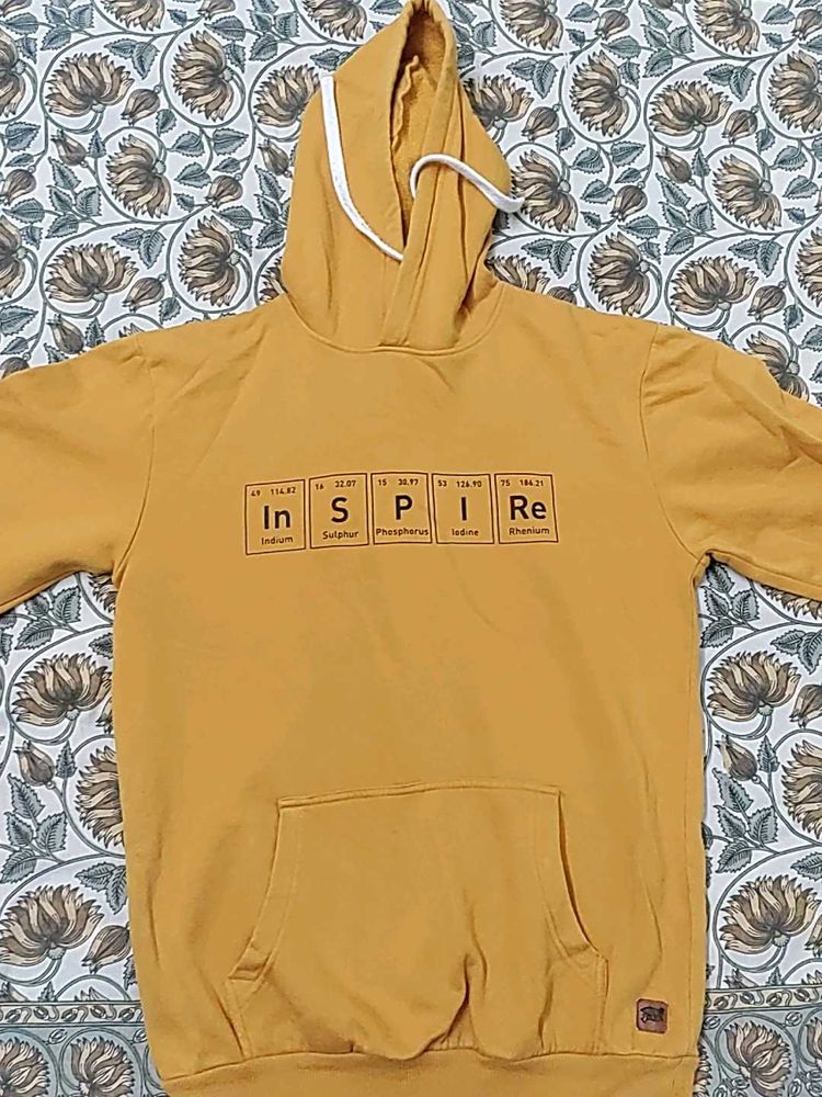 Campus sutra Graphic Print Hoodie - Mustard Yellow