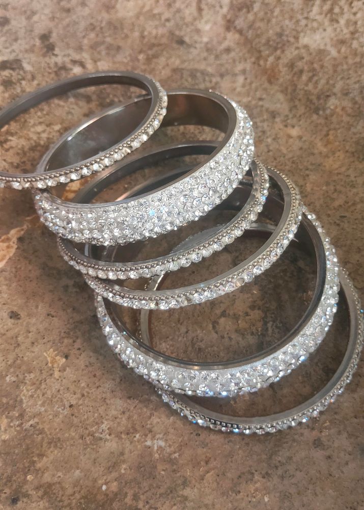 White Stone Bangles New.