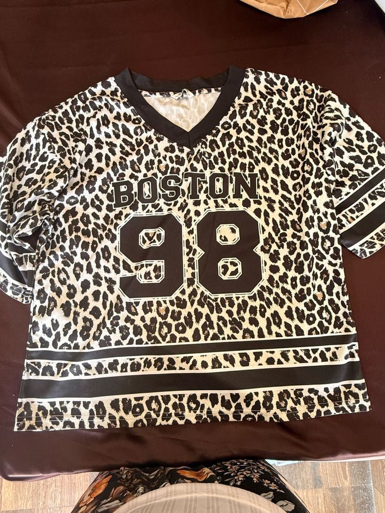 Leopard Print "BOSTON 98" T-Shirt