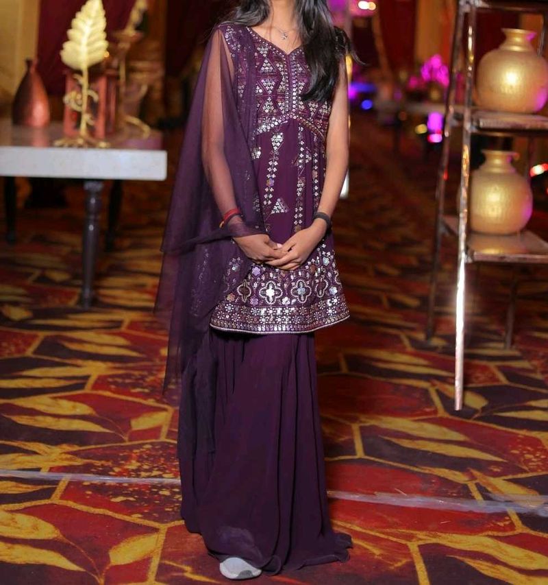 Embroidered Purple Kurta Set with Dupatta