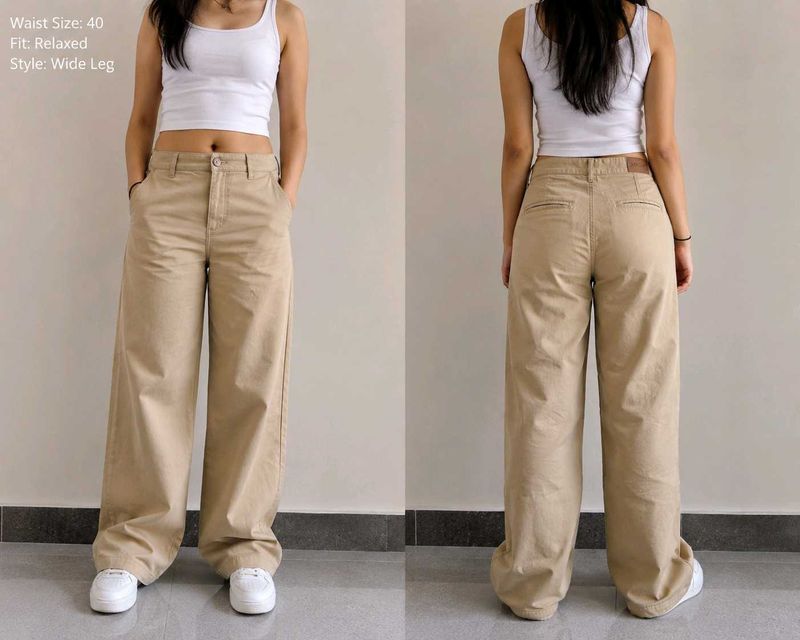 Relaxed Fit Wide Leg Pants
