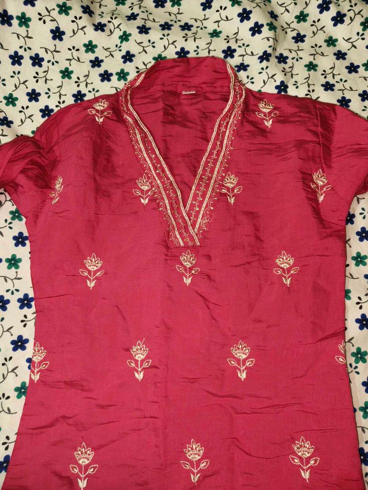 Vibrant Pink Embroidered Kurta