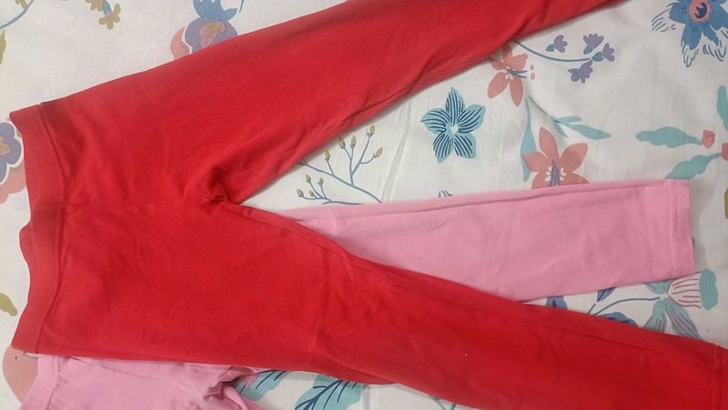 Girls Red &amp; Pink Leggings Set