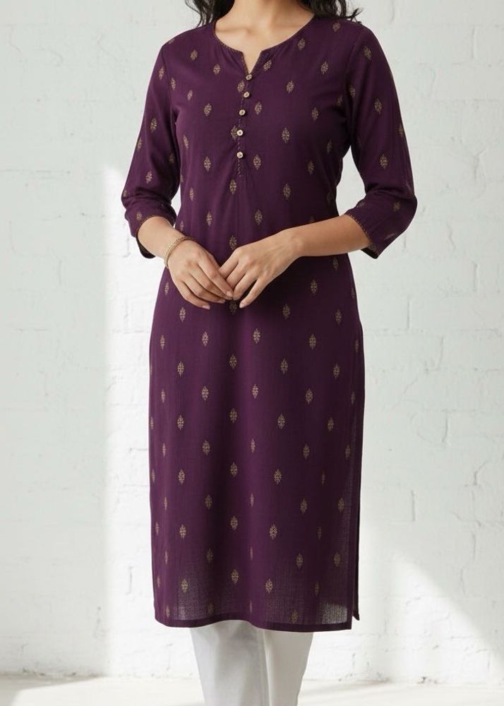 Elegant Purple Printed Kurti