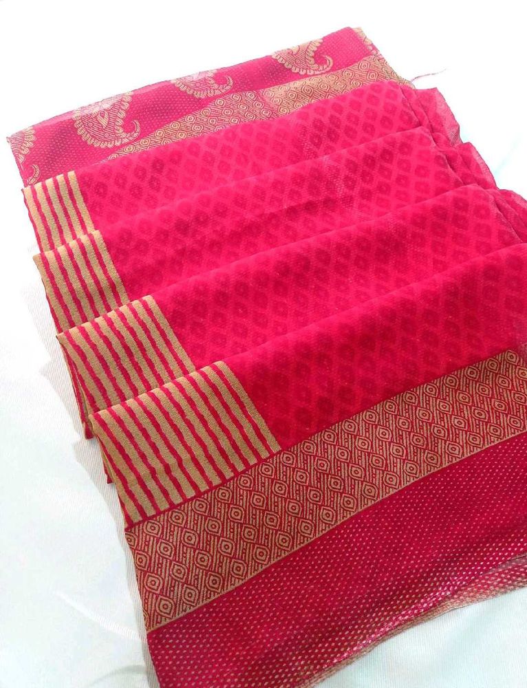 Floral Saree with Gold Accents